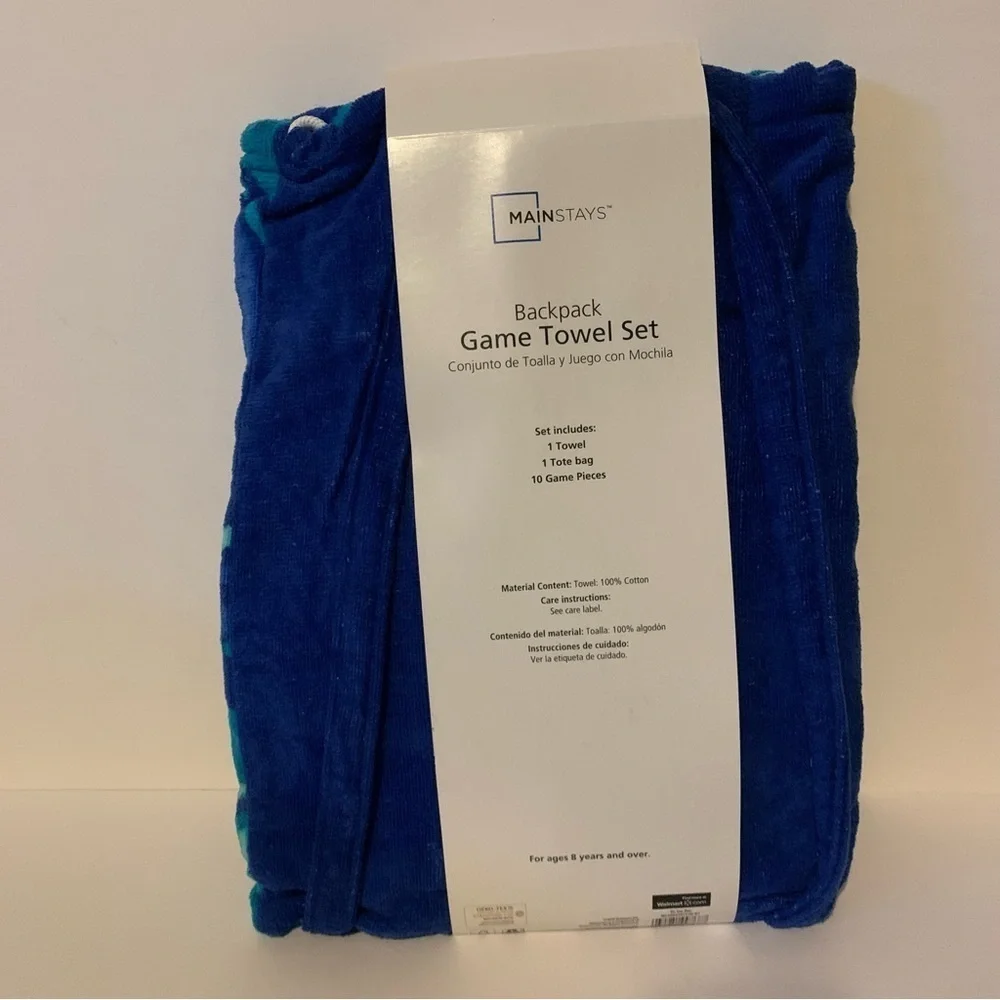 NWT. Mainstays Tic Tac Toe Backpack Game Towel Set